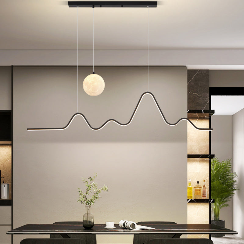 Modern 47.24'' Wavy Linear Moon LED Kitchen Island Pendant Light