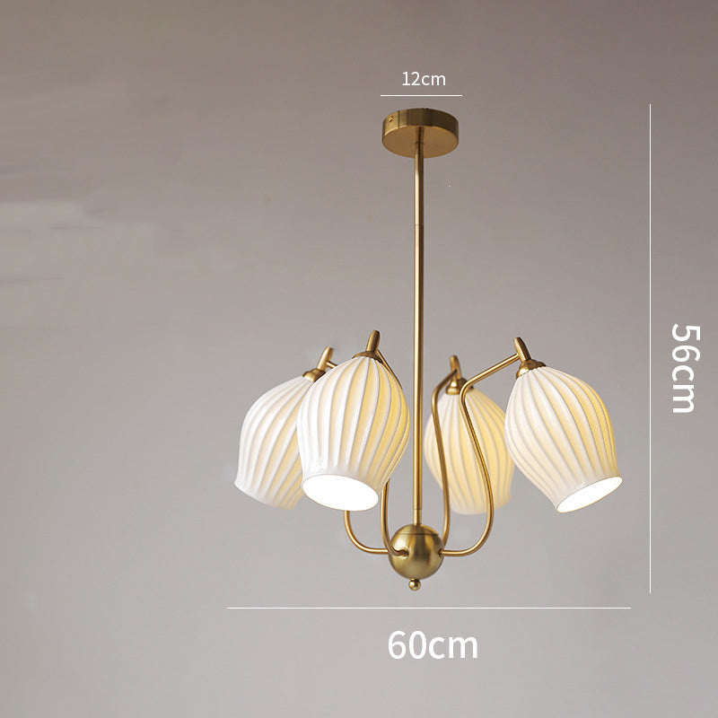 Modern Floral Ceramic Chandelier - 4/6/8 Light Warm White Ceiling Fixture