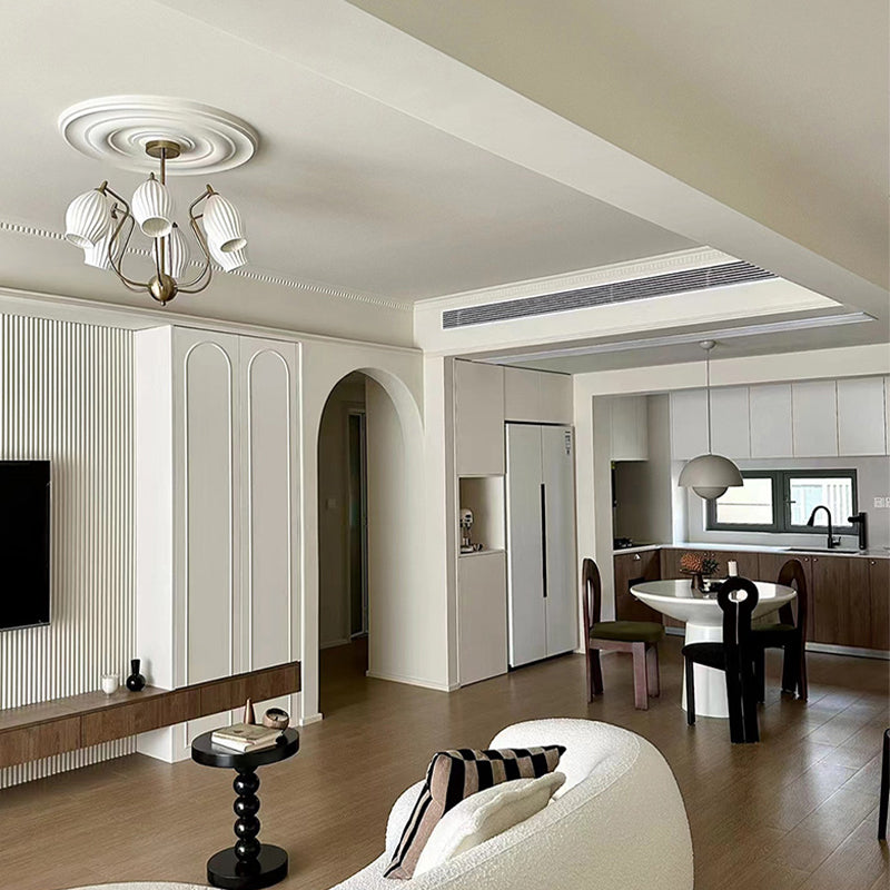 Modern Floral Ceramic Chandelier - 4/6/8 Light Warm White Ceiling Fixture