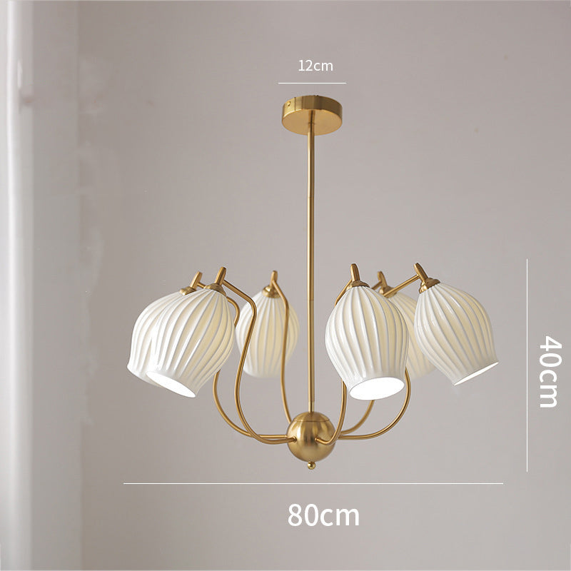 Modern Floral Ceramic Chandelier - 4/6/8 Light Warm White Ceiling Fixture
