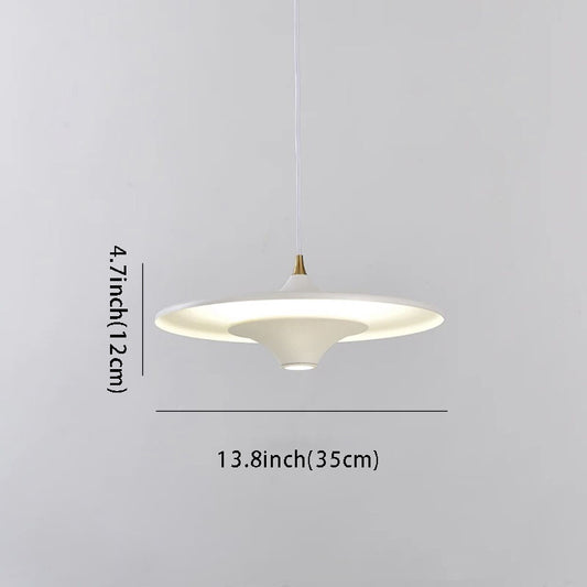 1-Light UFO Pendant Light 13.8'' - Round LED Metal Hanging Lighting, Small Spaceship Style for Bar
