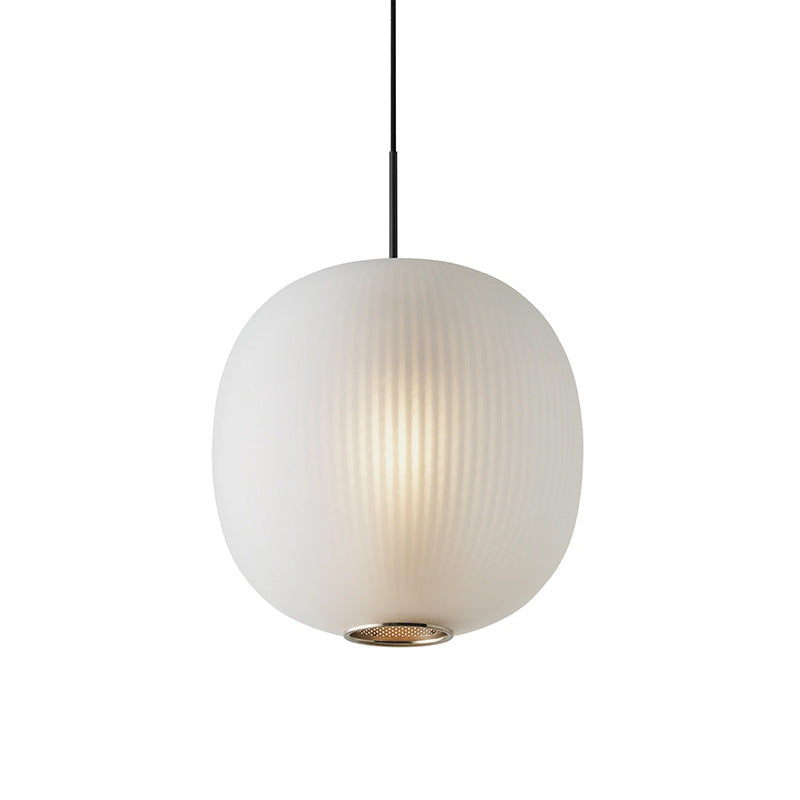 Round LED Pendant Light - Modern Glass Lantern Ceiling Fixture with Hanging Design