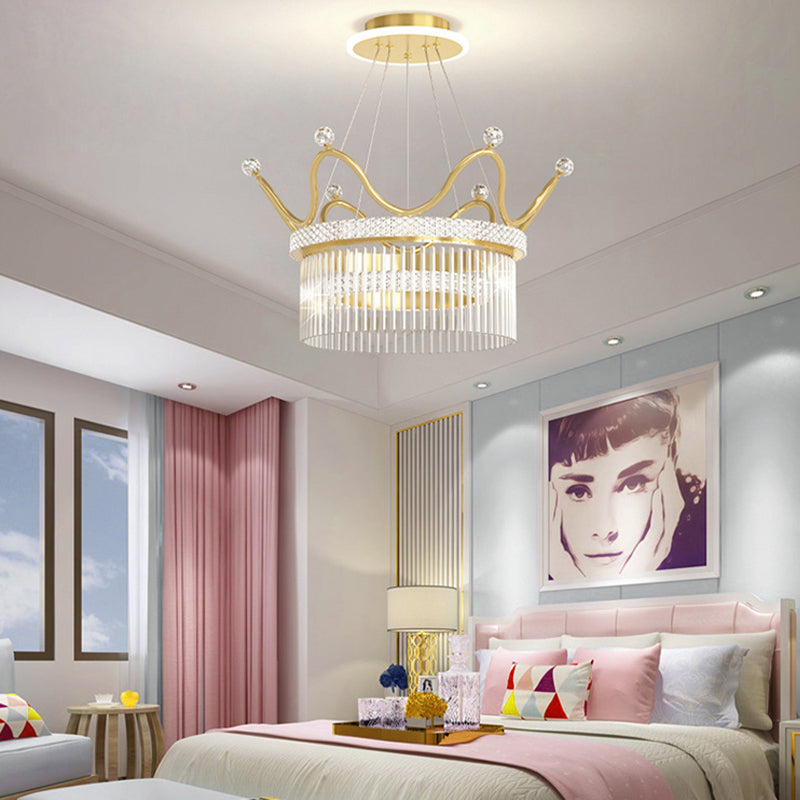 Luxury Modern Double Layer Glass Crystal Crowns 3 Step Dimming Chandelier