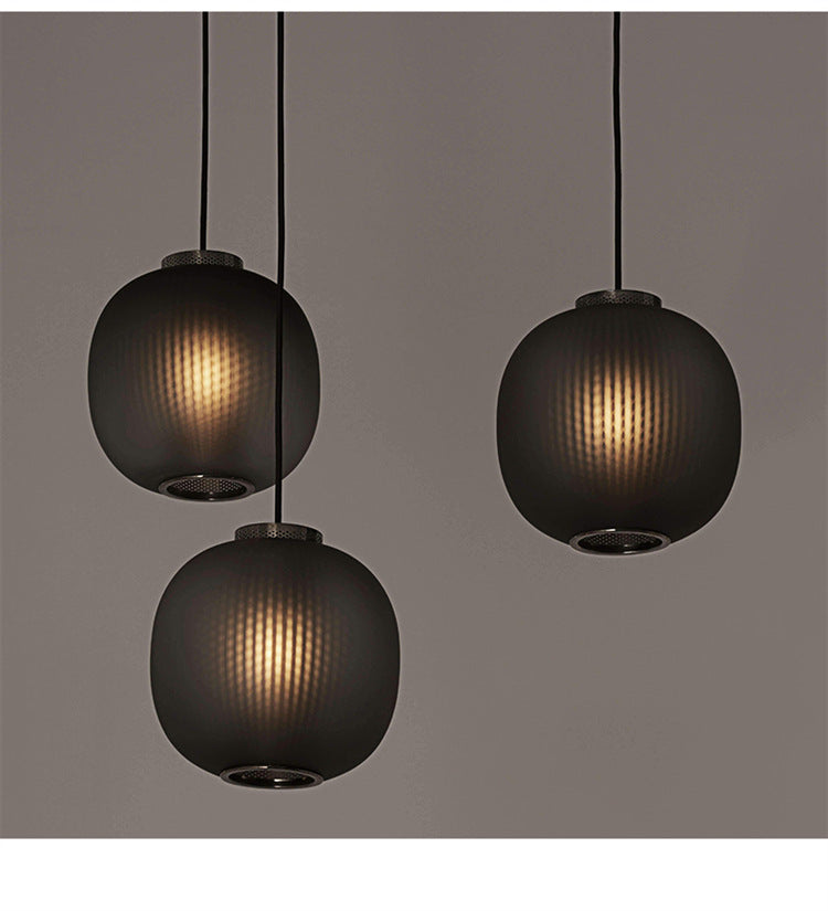 Round LED Pendant Light - Modern Glass Lantern Ceiling Fixture with Hanging Design