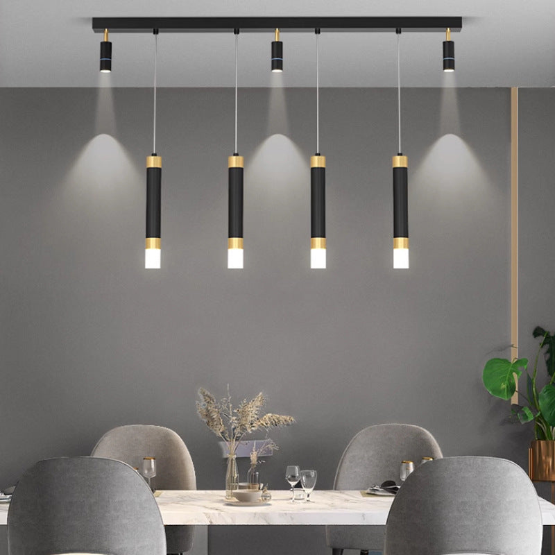 Modern Minimalist Linear Strip 3-Step Dimming Dining Chandelier Spotlight
