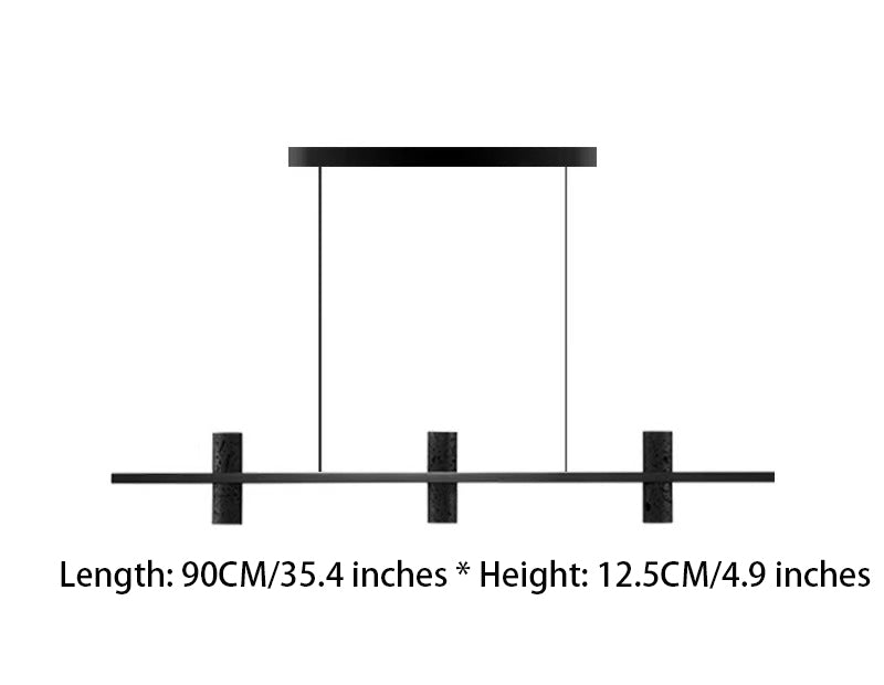 1. Modern LED Copper Black Stone Linear Island Pendant Light – Sleek Minimalist Design with Rustic Charm