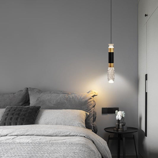Elongated Cylindrical Aluminum Pendant Light , 3-Step Dimming Modern LED for Dining Room