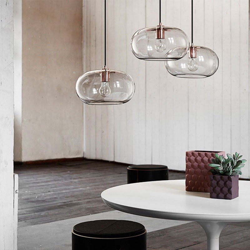 Nordic Glass LED Pendant Light - Artistic Electroplated Modern Ceiling Fixture