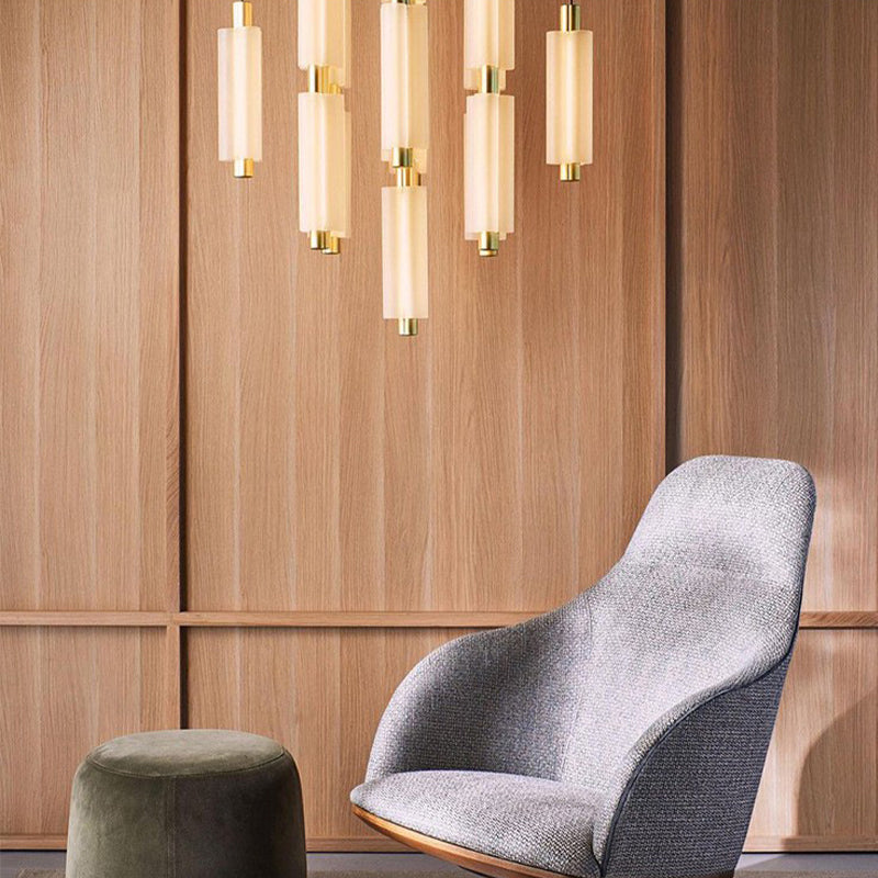 Modern 1/2/3-Head Acrylic Cylinder Pendant Lights – Gold/Black Hanging Lamps