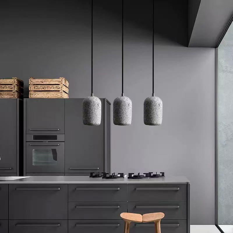 Nordic Cement Cylinder Pendant Light ,LED Hanging Lamp for Kitchen Island & Dining Room