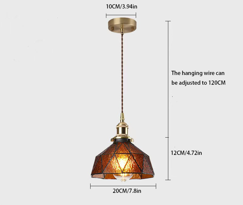 Vintage Stained Glass Pendant Light: Elegant Hanging Ceiling Fixture for Timeless Charm