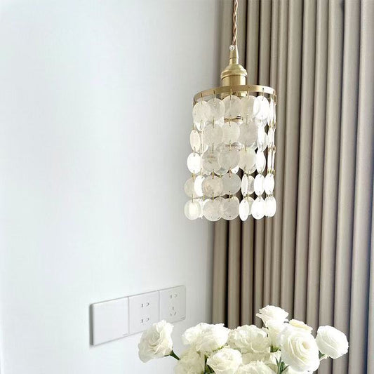 Elegant Tiered Seashell Pendant Light, Coastal Capiz Shell Chandelier