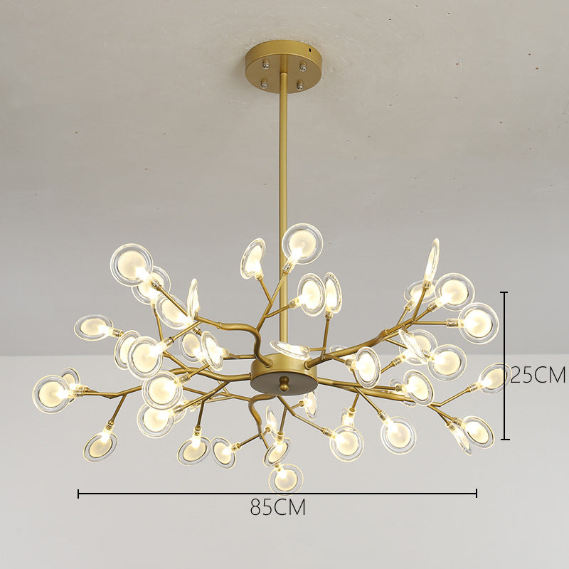 Modern LED Firefly Chandelier - Contemporary Sputnik Ceiling Light with Crystal Accents