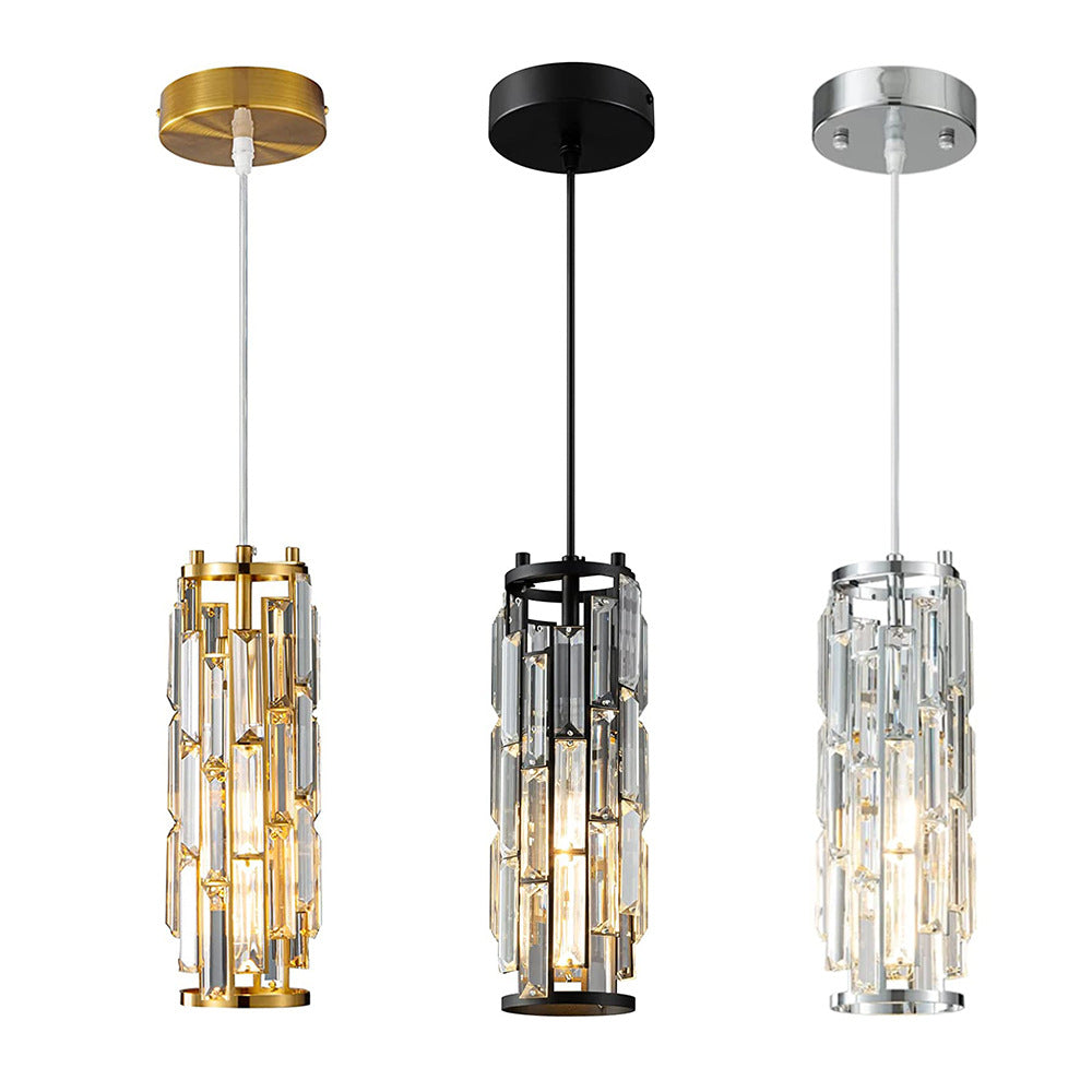 Industrial Crystal Chandelier - Iron & Glass Pendant Light with Vintage Modern Style