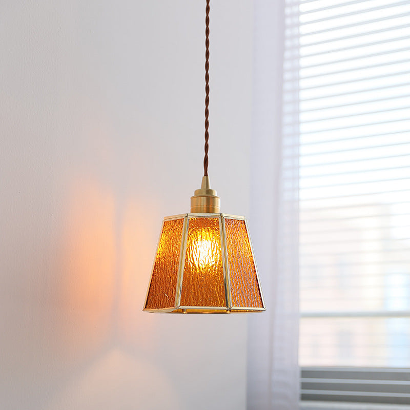 Adjustable Height Elegant Polygonal Pendant Light: Brass & Glass 4W LED