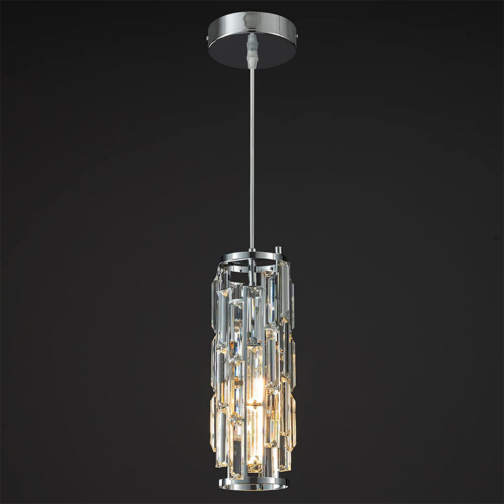 Industrial Crystal Chandelier - Iron & Glass Pendant Light with Vintage Modern Style