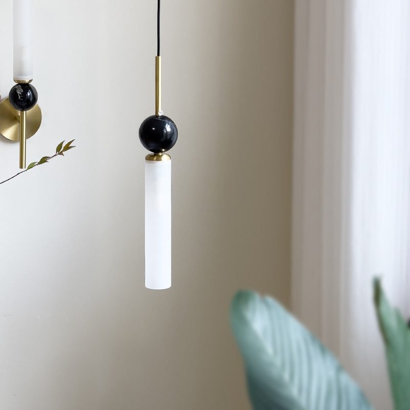 Vertical Marble Cylinder 1-Light Pendant Light , Modern Hanging Fixture