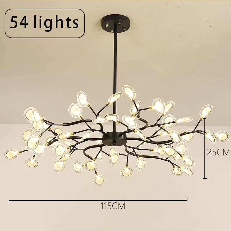 Nordic Nature Inspired Chandelier,Modern Branch Design with Acrylic Leaves Ceiling Light
