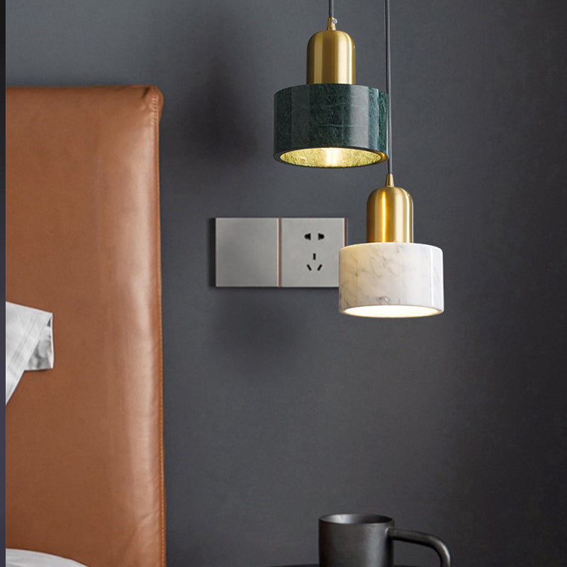 Modern Marble & Metal Pendant Light - Minimalist Mini Hanging Light
