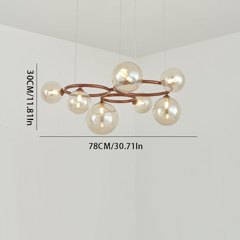 Floating Glass Orb Chandelier - 5/7/9-Light Modern Fixture with Adjustable Brightness