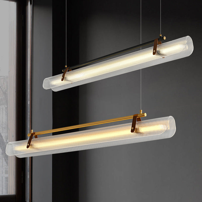 Acrylic Nami Linear Pendant Light , Adjustable Hanging Length, Ideal for Island