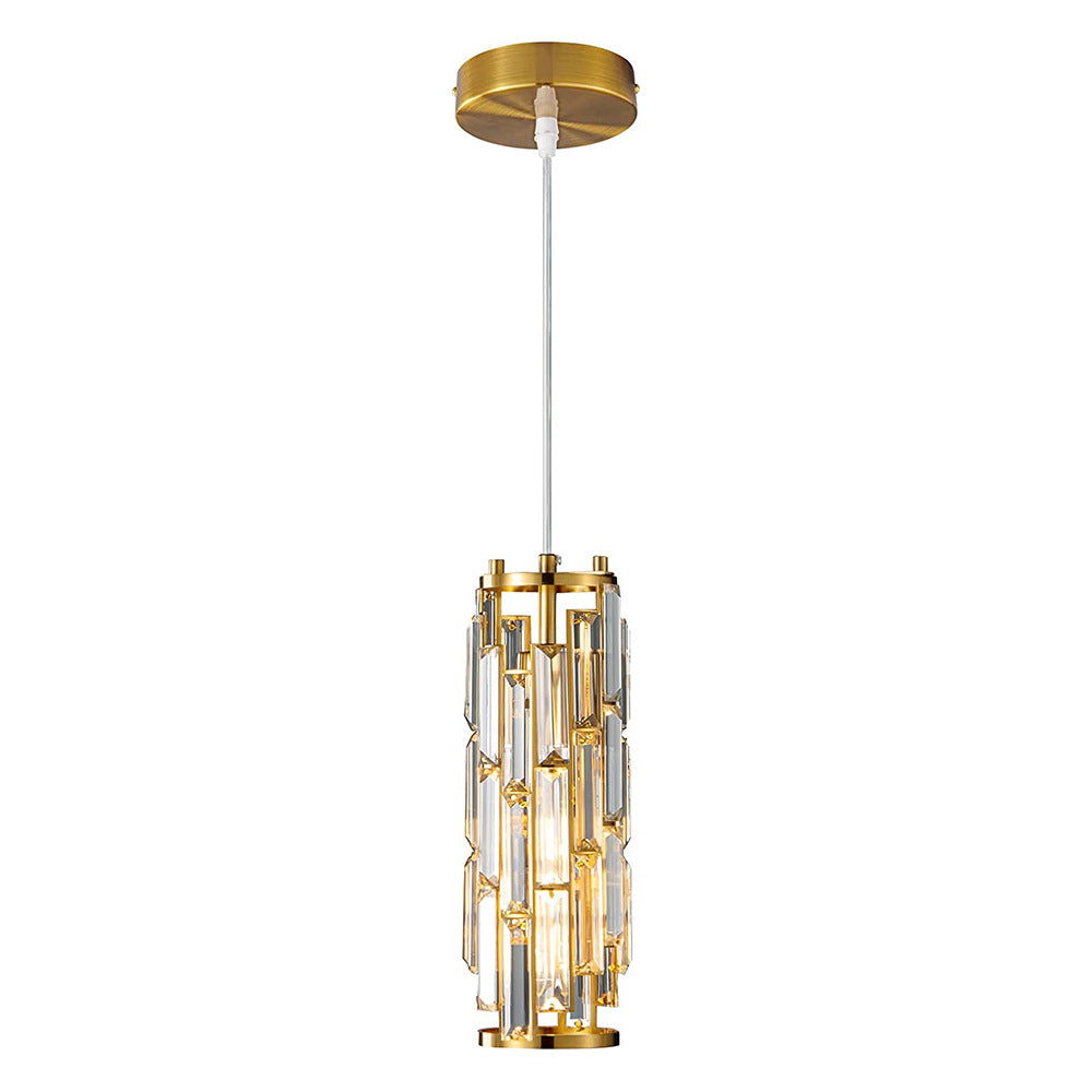 Industrial Crystal Chandelier - Iron & Glass Pendant Light with Vintage Modern Style