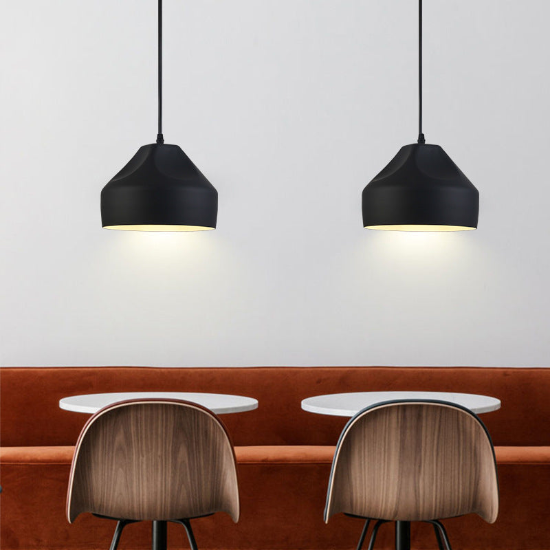 Pleat Box 1-Light LED Pendant Light , Black/White Aluminum Hanging Fixture
