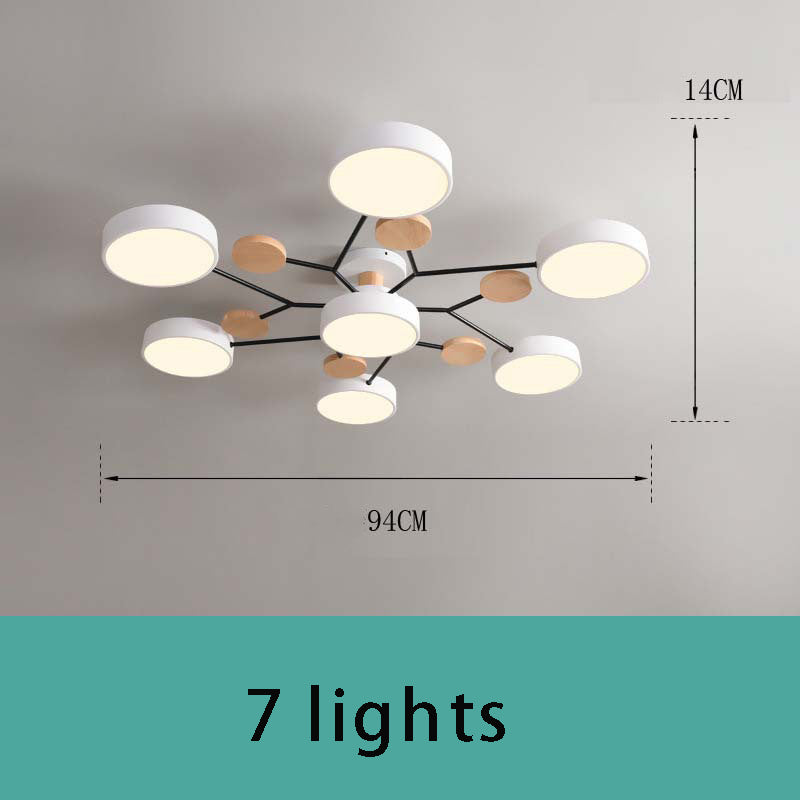 Modern Sputnik Chandelier - Artistic Metal & Wood Ceiling Light for Kids' Rooms