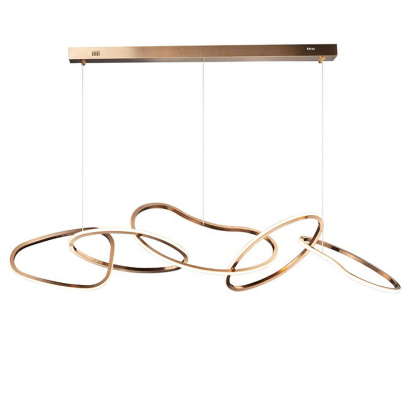 Contemporary Chainlink Chandelier - Dimmable LED Circular Pendant Light in Metallic Plating