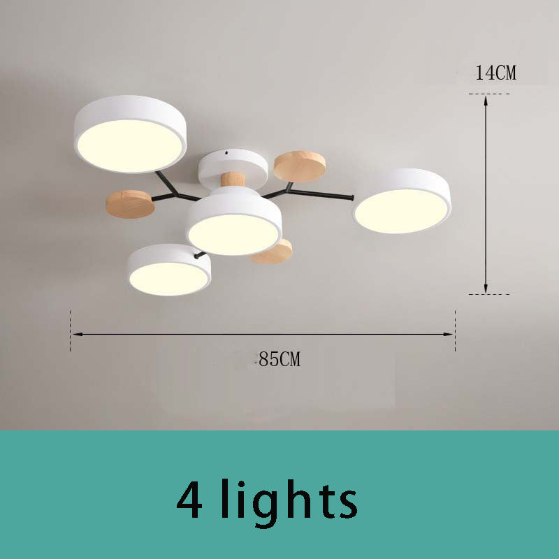 Modern Sputnik Chandelier - Artistic Metal & Wood Ceiling Light for Kids' Rooms
