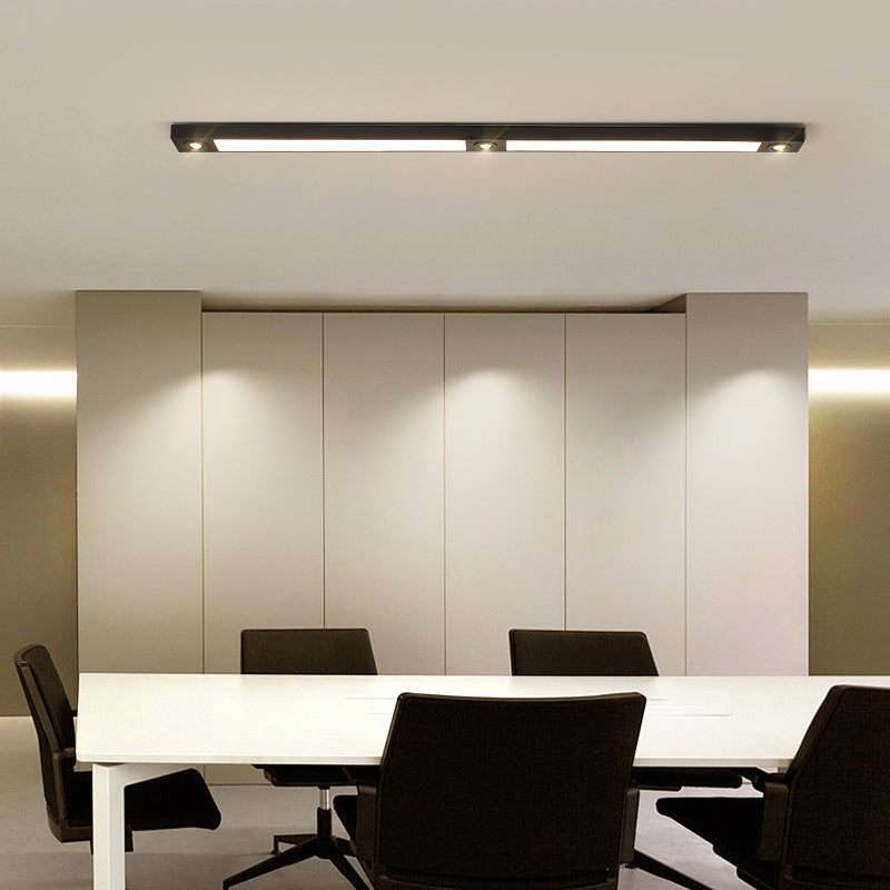 Linear LED Flush Mount Ceiling Light - Modern Black Slim Profile Spotlight Fixture