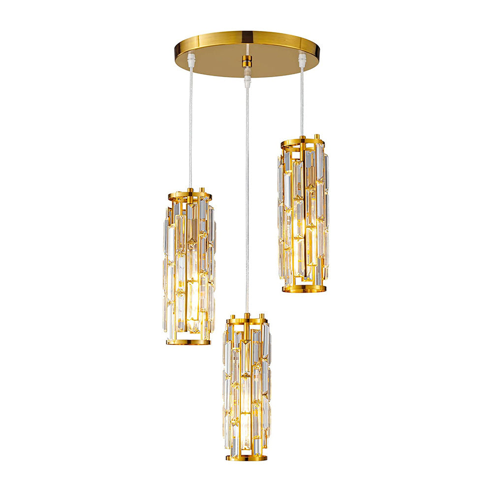 Industrial Crystal Chandelier - Iron & Glass Pendant Light with Vintage Modern Style