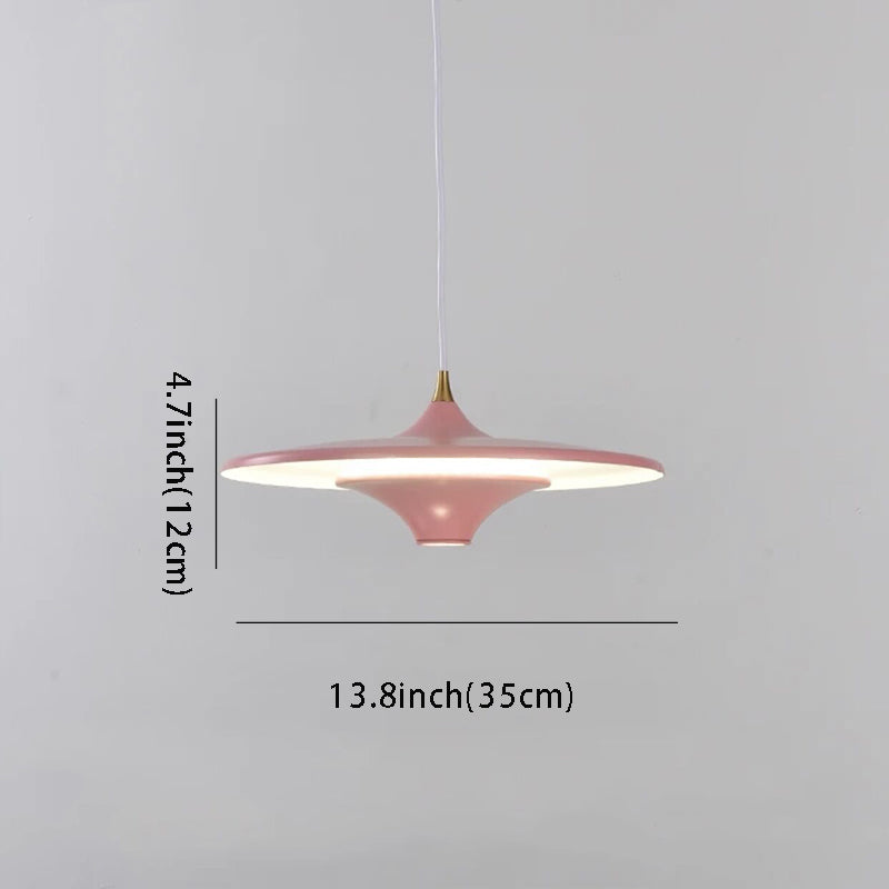 1-Light UFO Pendant Light 13.8'' - Round LED Metal Hanging Lighting, Small Spaceship Style for Bar